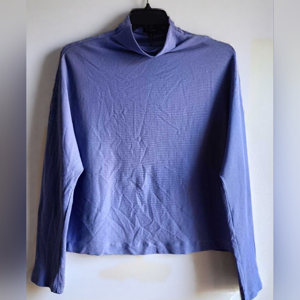 🟣L💜Dynamite Mock Neck Long Sleeves Ribbed Top in Violet / Lavender - Picture 5 of 13